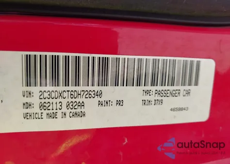 2013 Dodge Charger R/T z USA, uszkodzony, nr VIN 2C3CDXCT6DH726340